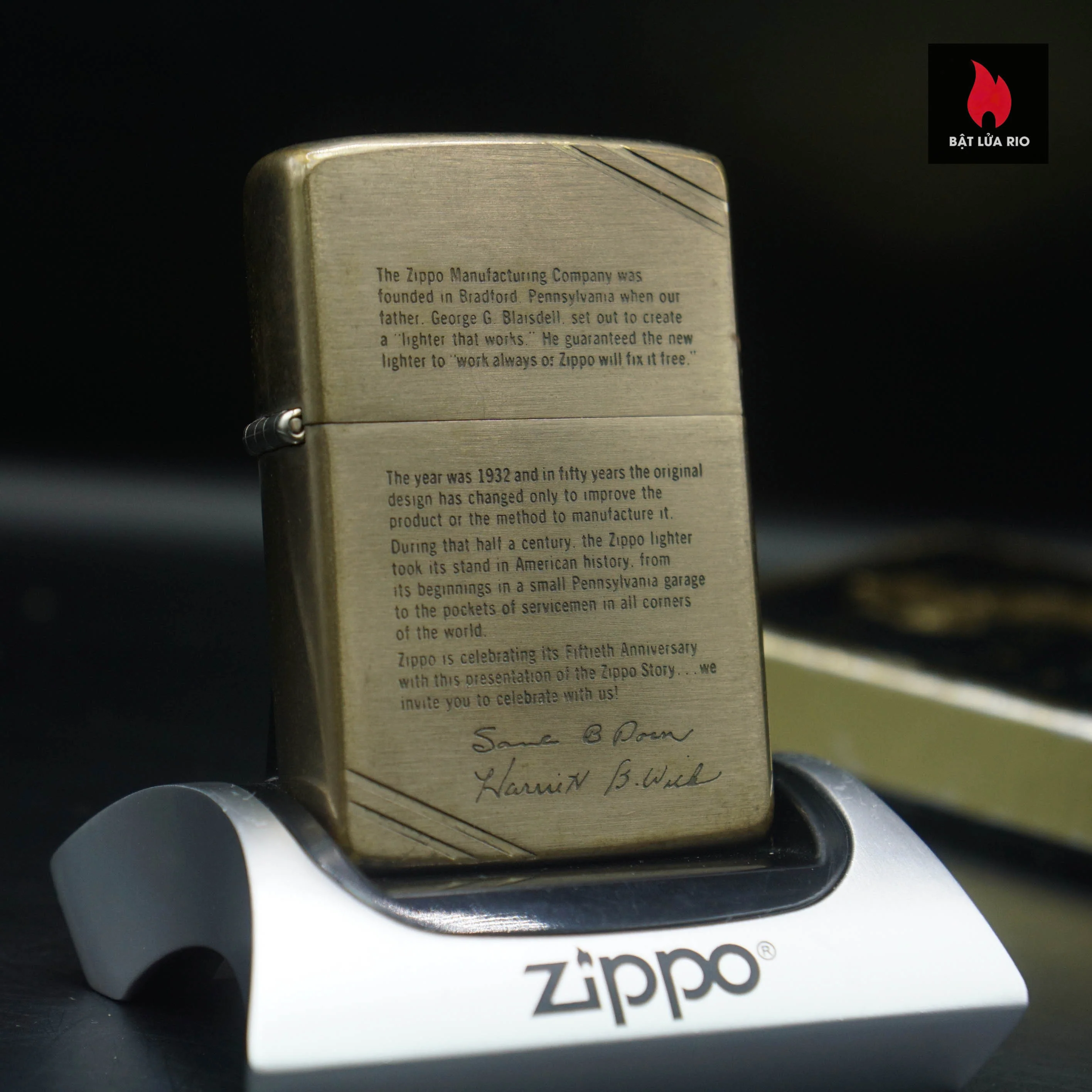 Home 46 Zippo Chu Niên 1932-1982 – Đồng Khối – Commemorative 1932-1982 50th Anniversary – Chủ Đề Bức Thư