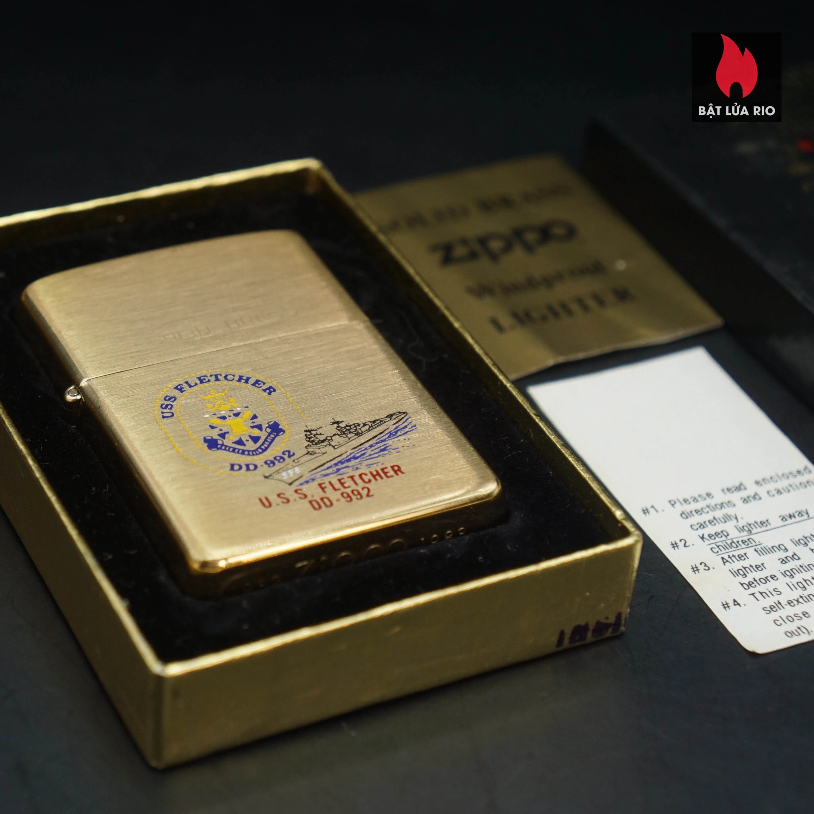 Zippo Chu Niên 1932-1983 – Đồng Nguyên Khối – USS Fletcher DD-992 – Tàu Khu Trục 89 Zippo Chu Niên 1932-1983 – Đồng Nguyên Khối – USS Fletcher DD-992 – Tàu Khu Trục 29