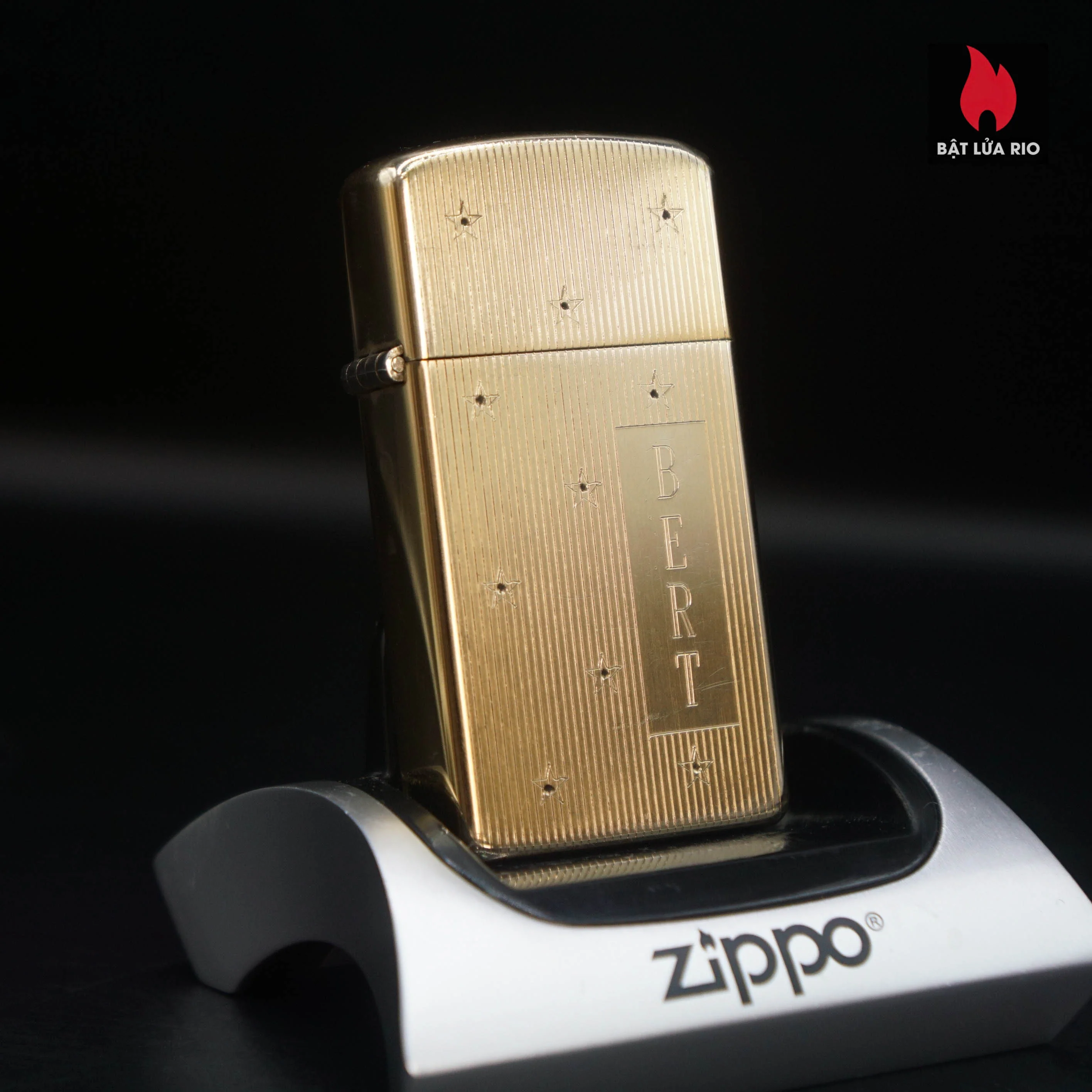 Home 48 Zippo Slim Xưa 1970s – 10k Gold Filled – Bọc Vàng 10K – Cũ