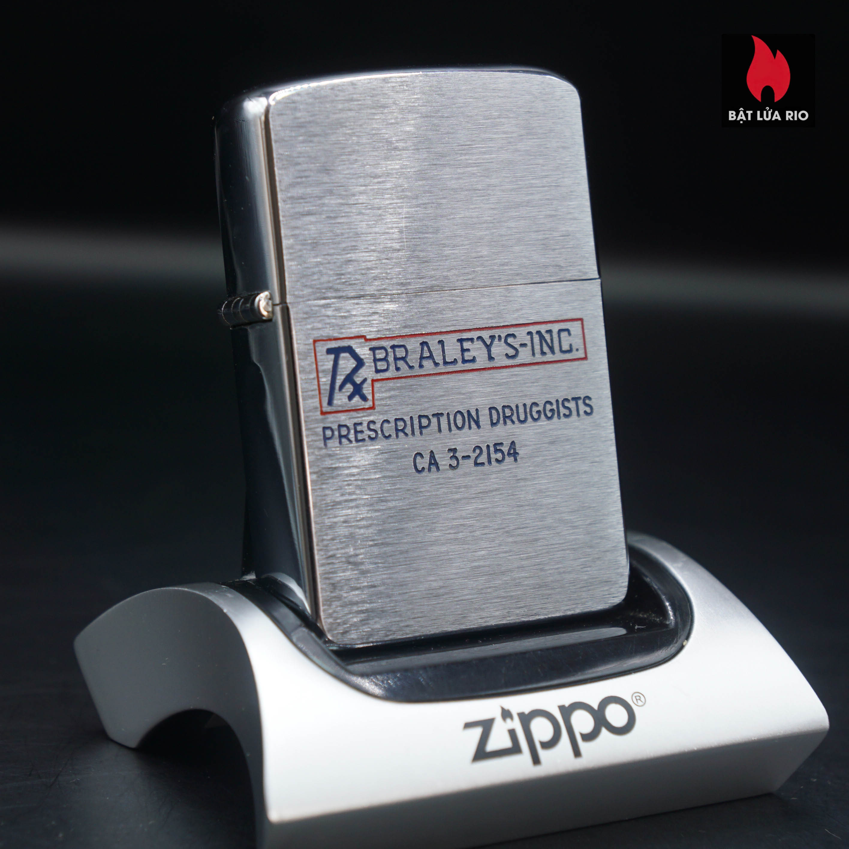 Home 46 Zippo Xưa 1957 – Braley's-Inc. Prescription Druggists – Chuỗi Nhà Thuốc Braley's-Inc .