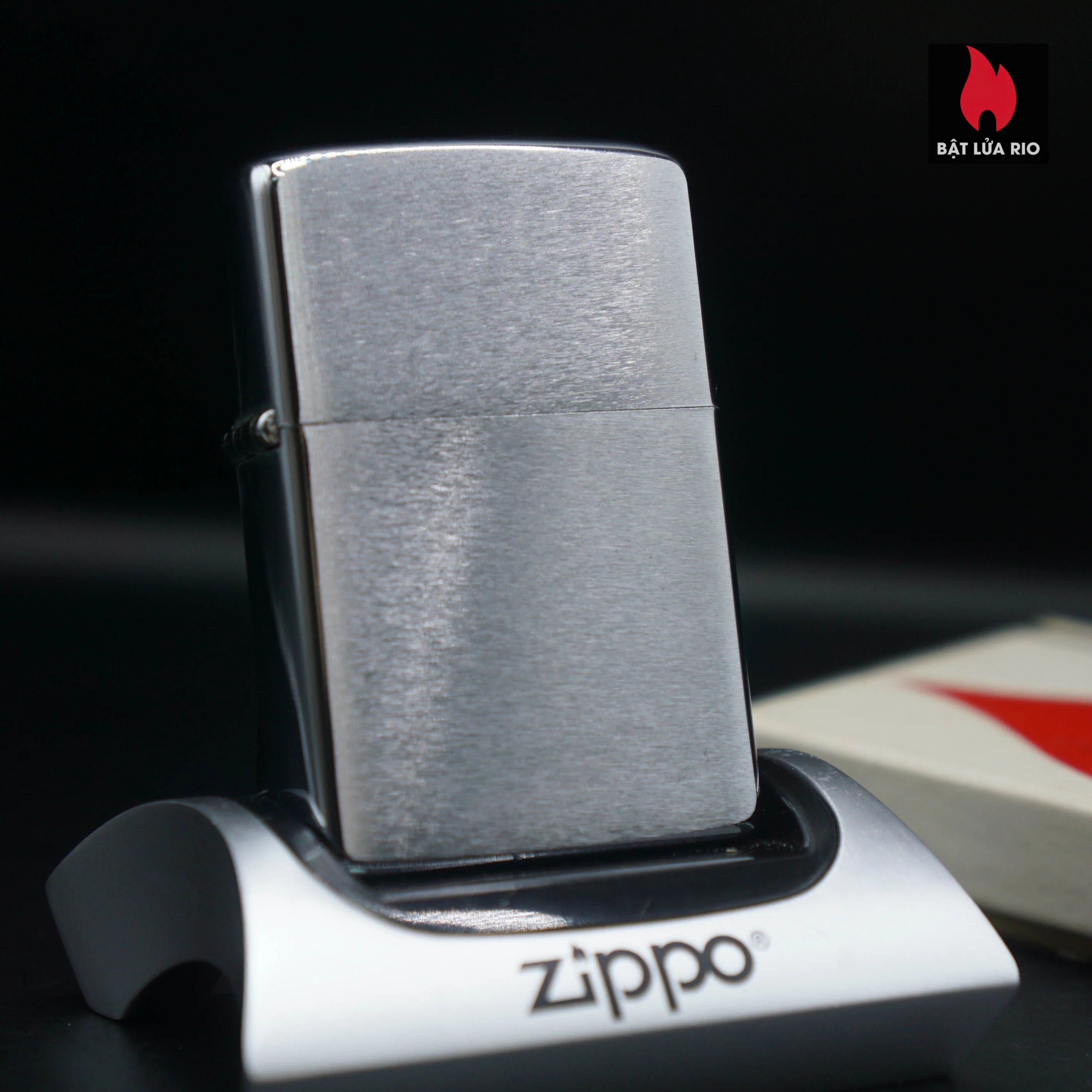 Home 44 Zippo Xưa 1972 – Plain – Trơn 2 mặt – Brushed Chrome – New